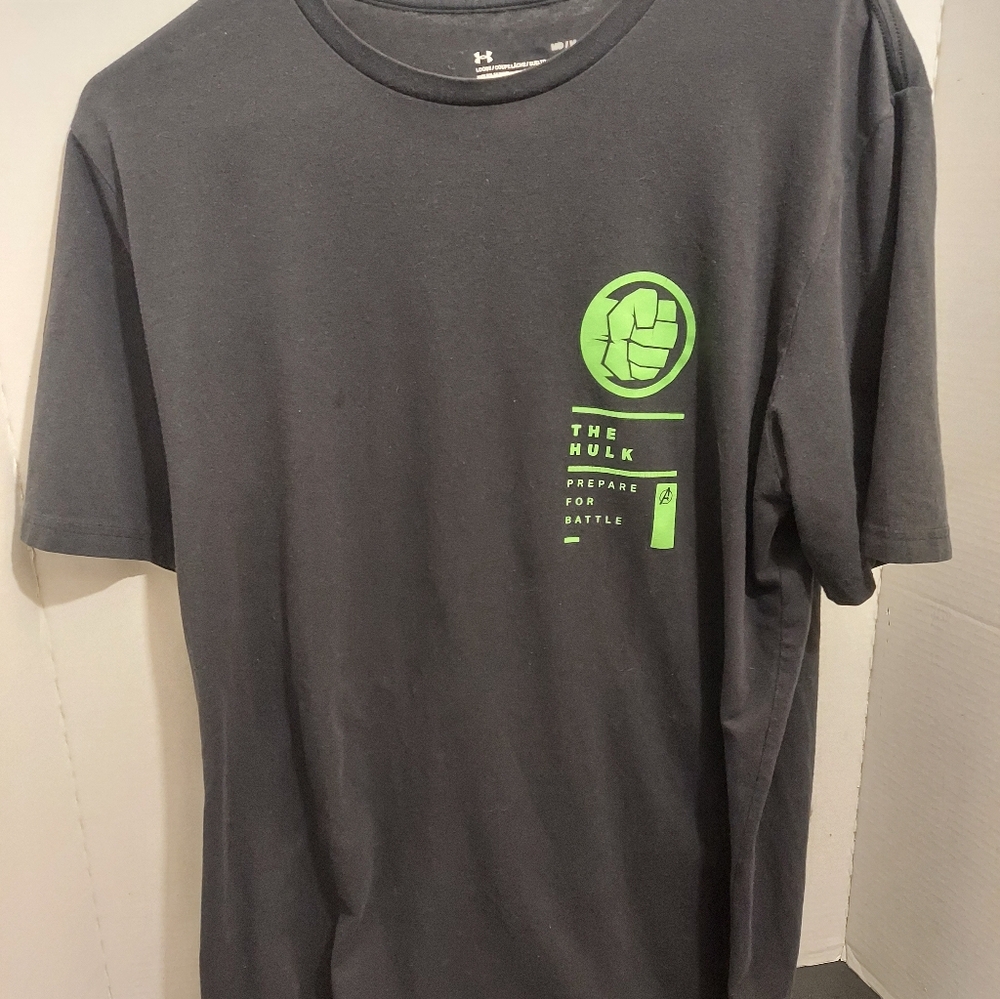Under Armour The Hulk Marvel Avengers Battle Men Shirt Black Green Heatgear - Picture 3 of 6